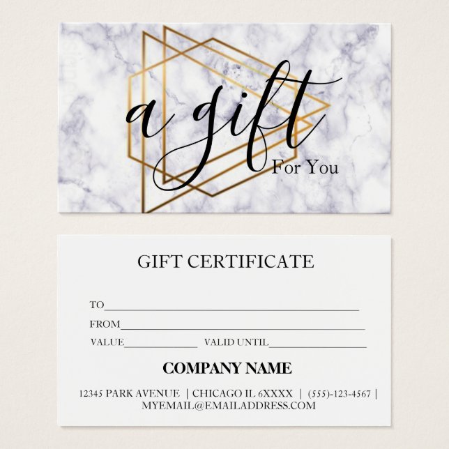 Certificat cadeau d'entreprise simple et moderne (Devant & derrière)