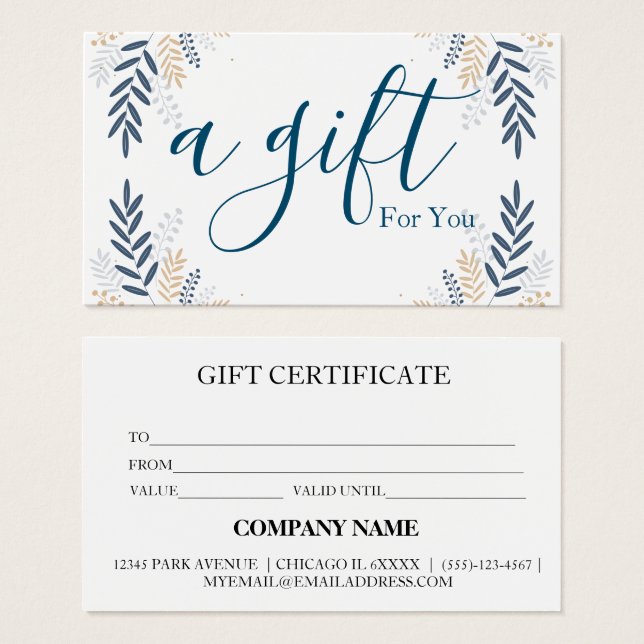 Certificat cadeau d'entreprise simple et moderne (Devant & derrière)