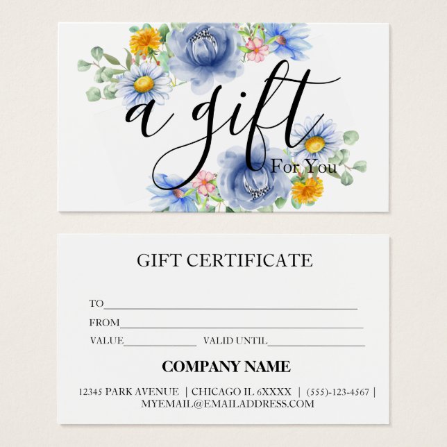 Certificat cadeau d'entreprise simple et moderne (Devant & derrière)