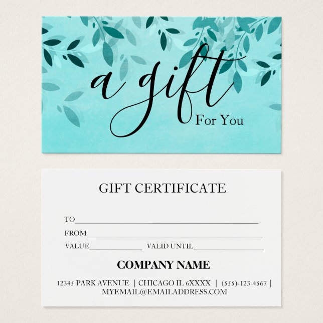 Certificat cadeau d'entreprise simple et moderne (Devant & derrière)
