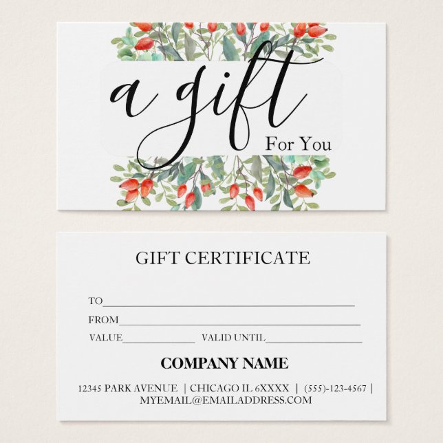 Certificat cadeau d'entreprise simple et moderne (Devant & derrière)