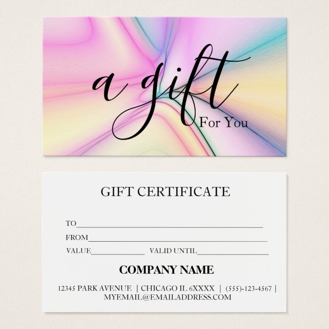 Certificat cadeau d'entreprise simple et moderne (Devant & derrière)