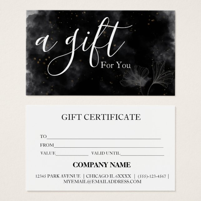 Certificat cadeau d'entreprise simple et moderne (Devant & derrière)