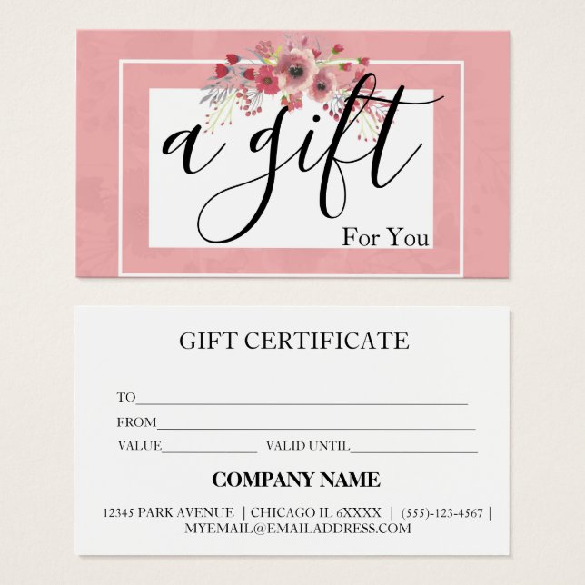 Certificat cadeau d'entreprise simple et moderne (Devant & derrière)
