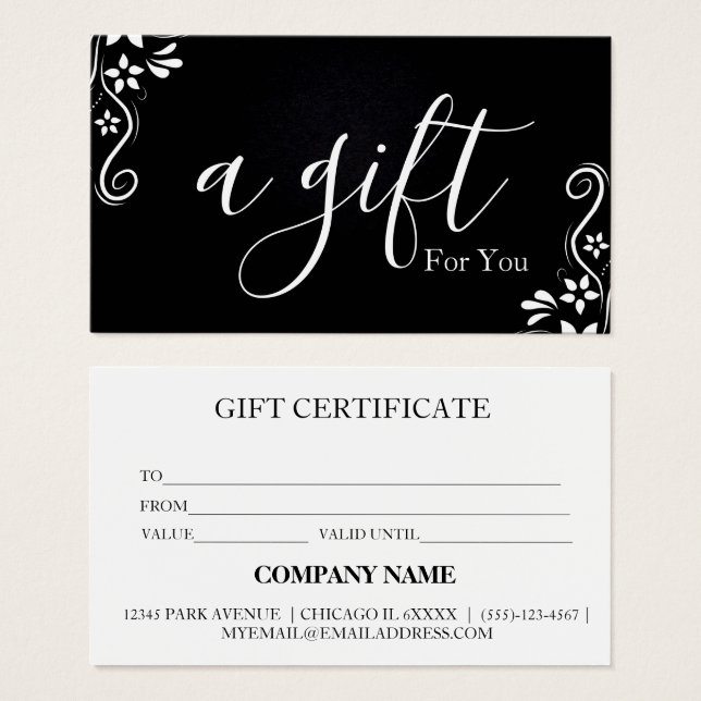 Certificat cadeau d'entreprise simple et moderne (Devant & derrière)