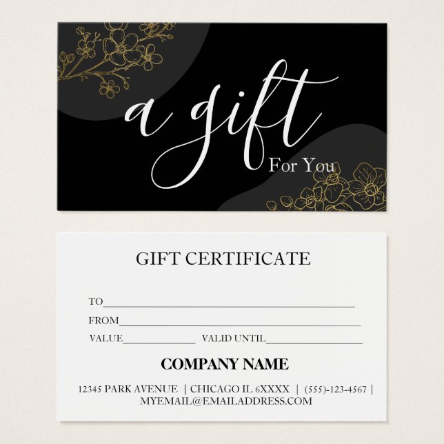 Certificat cadeau d'entreprise simple et moderne (Devant & derrière)