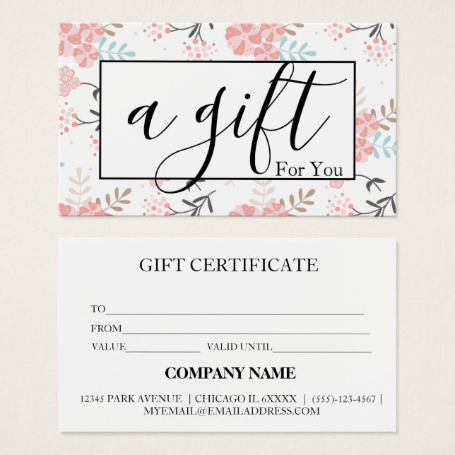 Certificat cadeau d'entreprise simple et moderne (Devant & derrière)