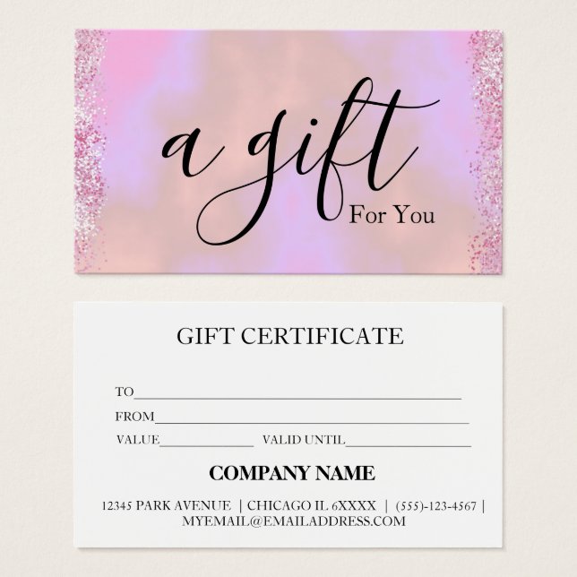 Certificat cadeau d'entreprise simple et moderne (Devant & derrière)