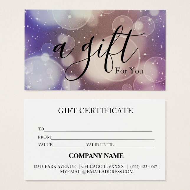 Certificat-cadeau d'entreprise simple et moderne (Devant & derrière)