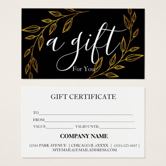 Certificat cadeau d'entreprise simple et moderne (Devant & derrière)
