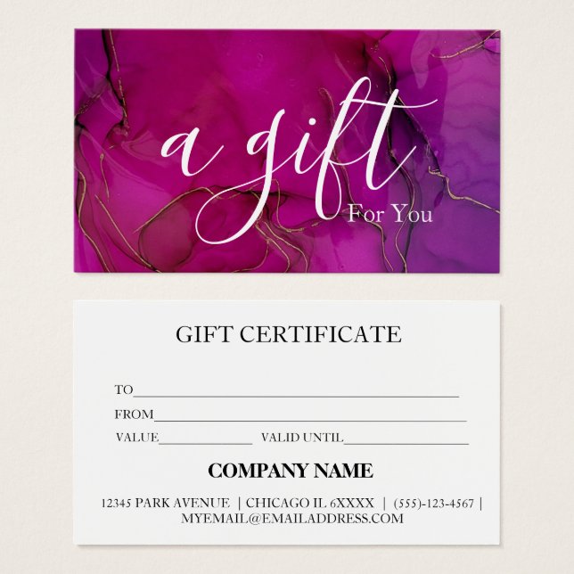 Certificat cadeau d'entreprise simple et moderne (Devant & derrière)