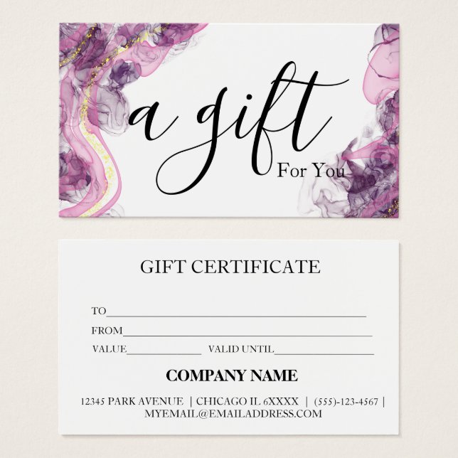 Certificat cadeau d'entreprise simple et moderne (Devant & derrière)