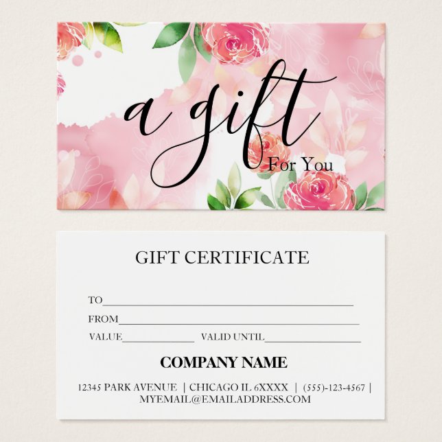 Certificat cadeau d'entreprise simple et moderne (Devant & derrière)