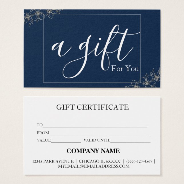 Certificat cadeau d'entreprise simple et moderne (Devant & derrière)