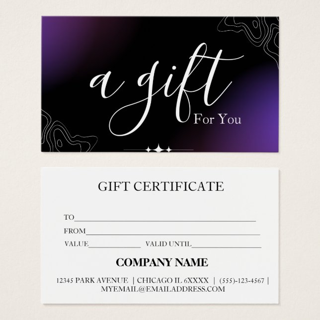 Certificat cadeau d'entreprise simple et moderne (Devant & derrière)