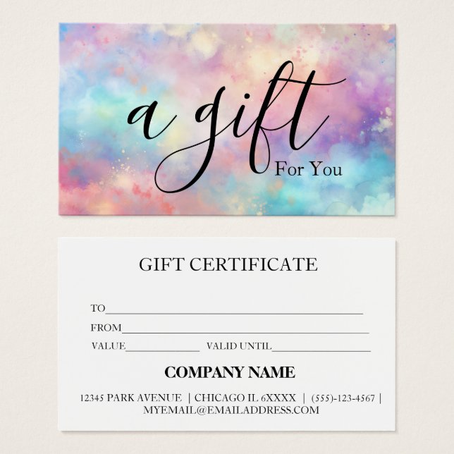 Certificat cadeau d'entreprise simple et moderne (Devant & derrière)
