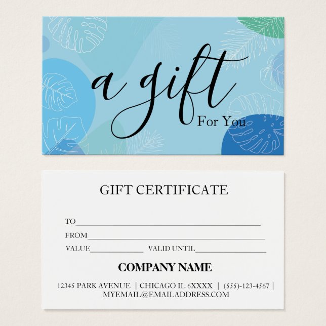 Certificat cadeau d'entreprise simple et moderne (Devant & derrière)