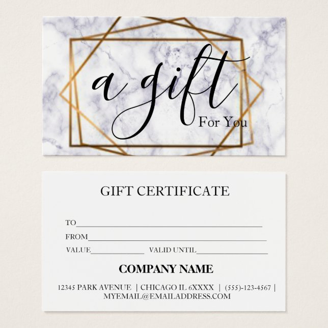 Certificat cadeau d'entreprise simple et moderne (Devant & derrière)