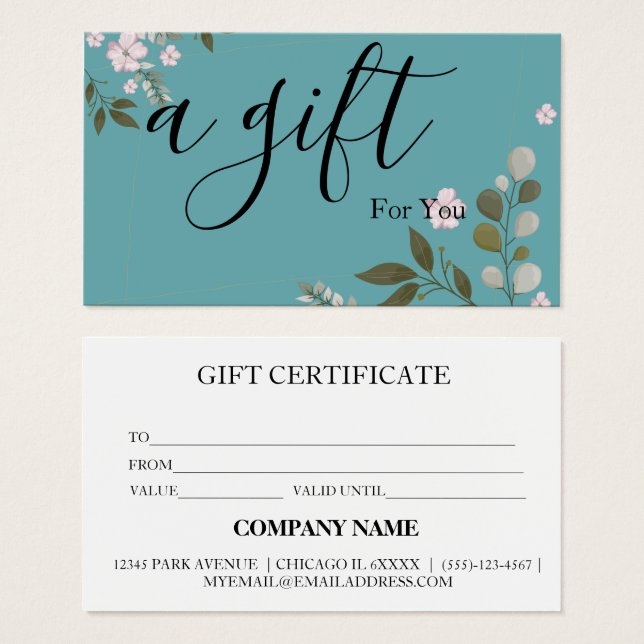 Certificat cadeau d'entreprise simple et moderne (Devant & derrière)