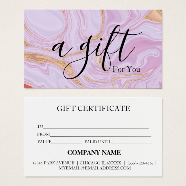 Certificat cadeau d'entreprise simple et moderne (Devant & derrière)