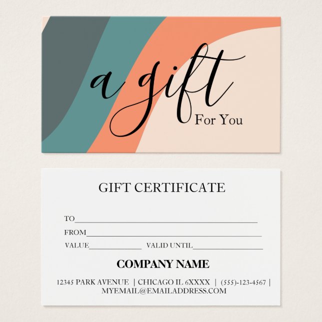 Certificat cadeau d'entreprise simple et moderne (Devant & derrière)