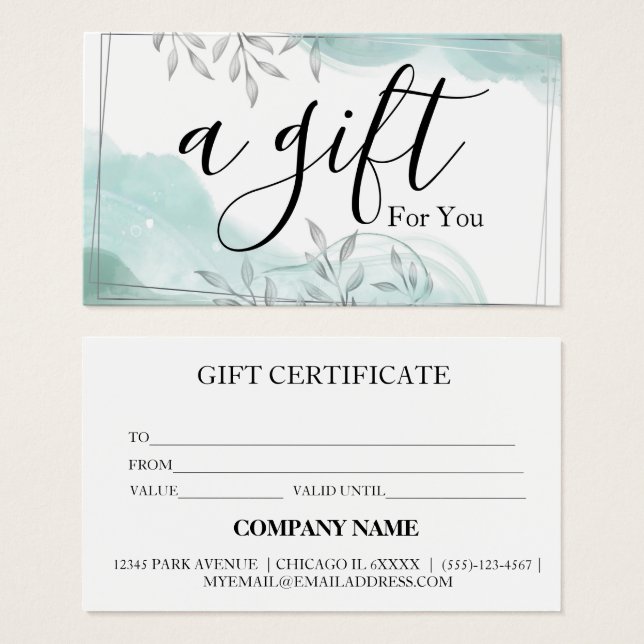 Certificat cadeau d'entreprise simple et moderne (Devant & derrière)