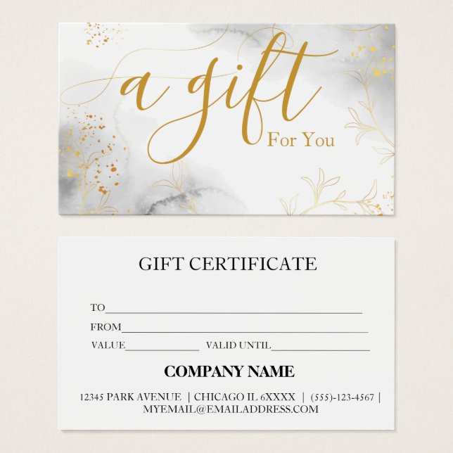 Certificat cadeau d'entreprise simple et moderne (Devant & derrière)