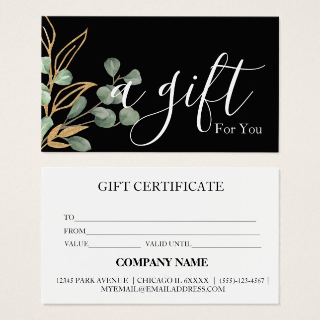 Certificat cadeau d'entreprise simple et moderne (Devant & derrière)