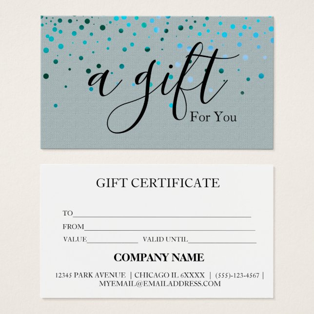 Certificat cadeau d'entreprise simple et moderne (Devant & derrière)