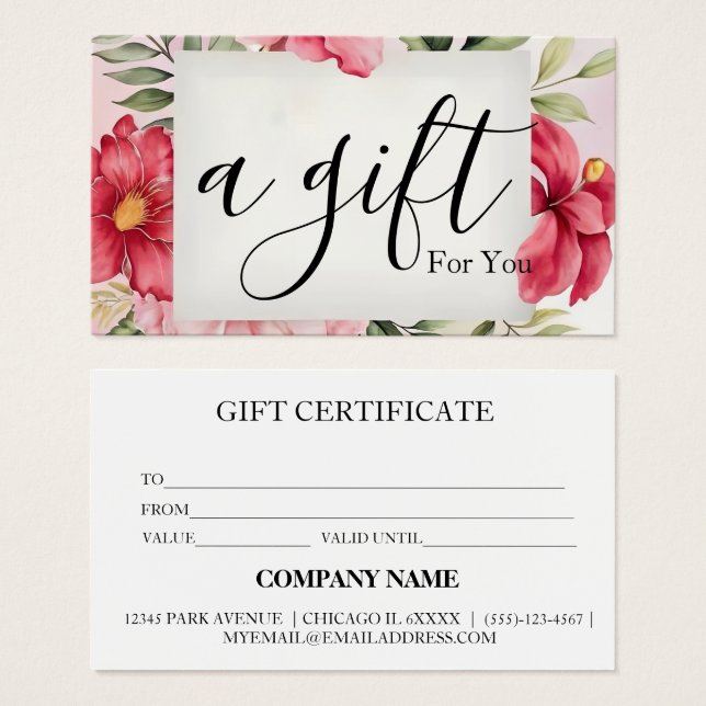 Certificat cadeau d'entreprise simple et moderne (Devant & derrière)