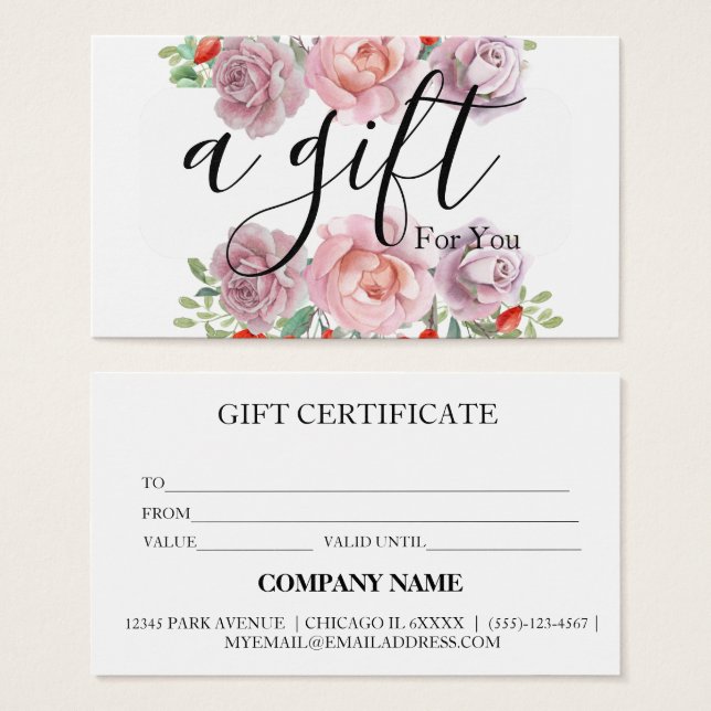 Certificat cadeau d'entreprise simple et moderne (Devant & derrière)