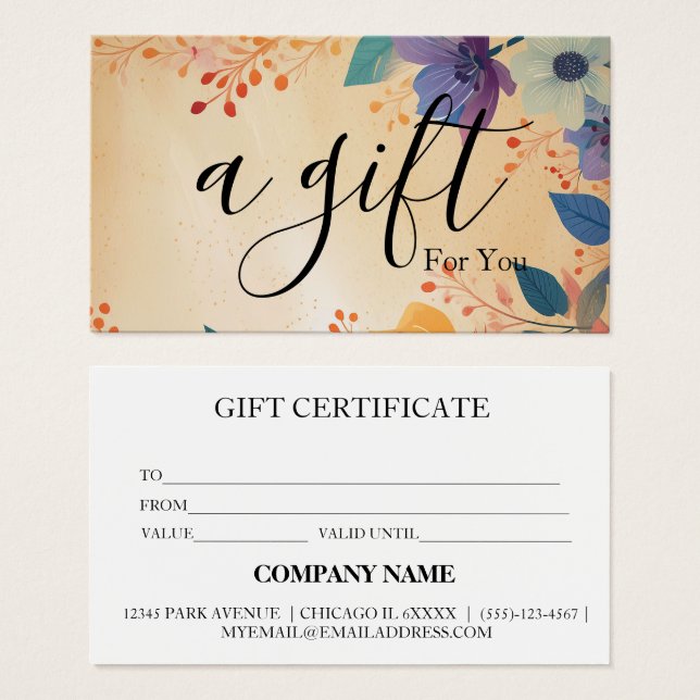 Certificat cadeau d'entreprise simple et moderne (Devant & derrière)