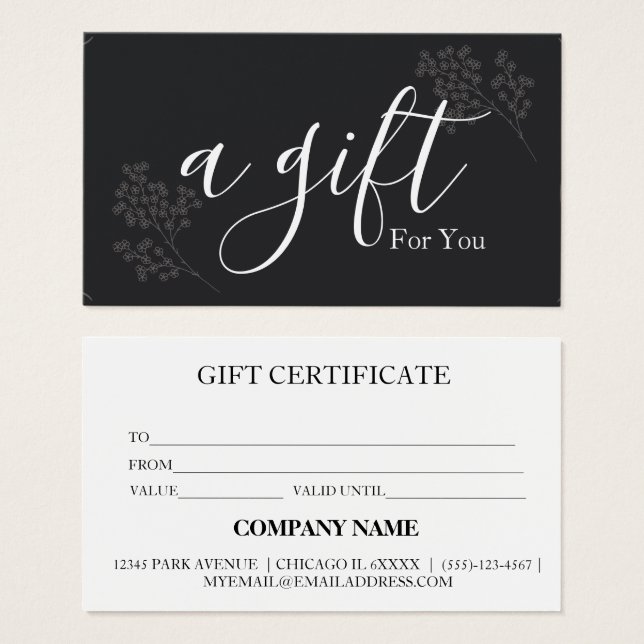 Certificat cadeau d'entreprise simple et moderne (Devant & derrière)