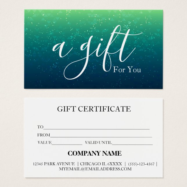 Certificat cadeau d'entreprise simple et moderne (Devant & derrière)