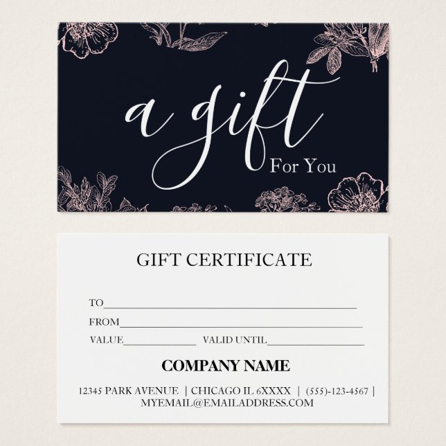 Certificat cadeau d'entreprise simple et moderne (Devant & derrière)