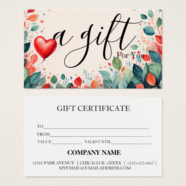 Certificat cadeau d'entreprise simple et moderne (Devant & derrière)