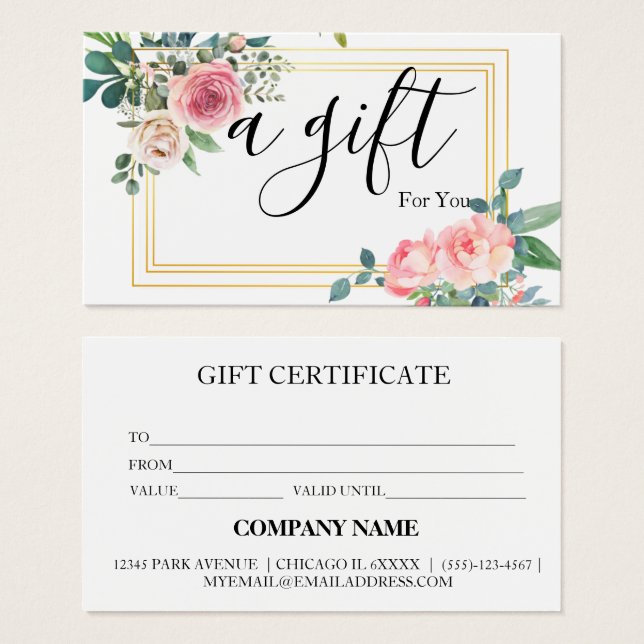 Certificat cadeau d'entreprise simple et moderne (Devant & derrière)