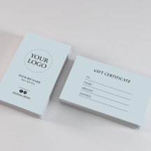 Certificat cadeau du logo commercial Dusty Blue