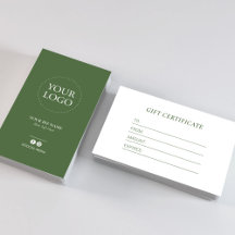Certificat cadeau du logo de l'entreprise Forest G