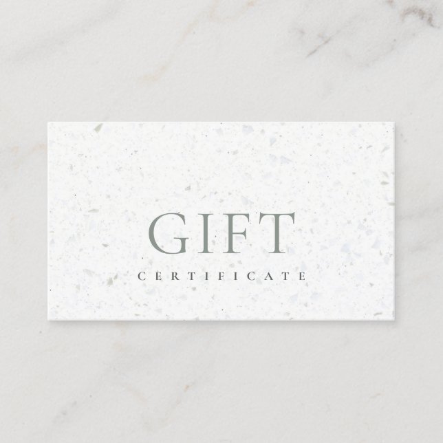 Certificat cadeau en céramique minimale Terrazzo T (Devant)