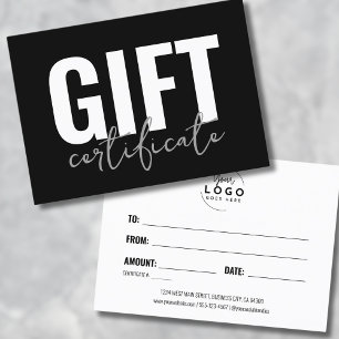 Certificat Cadeau Entreprise Moderne avec Logo