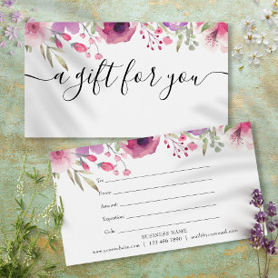 Certificat Cadeau Fleurs Roses Aquarelle