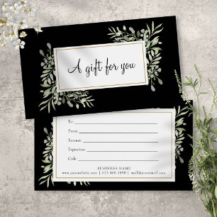 Certificat cadeau Floral Blanc Noir Vert