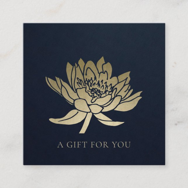 CERTIFICAT CADEAU FLORAL ÉLÉGANT MARINE OR LOTUS (Devant)