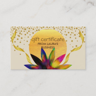 Certificat cadeau Lotus Flower Yoga Healing Health
