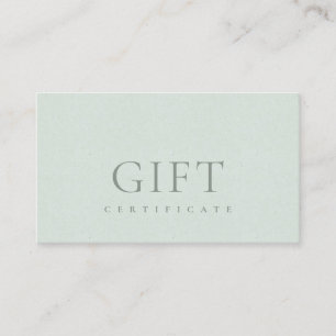 Certificat cadeau minimal Aqua Dusky Blue Script