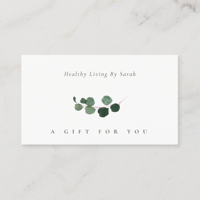 Certificat cadeau minimal de pièce Eucalyptus Foli (Devant)