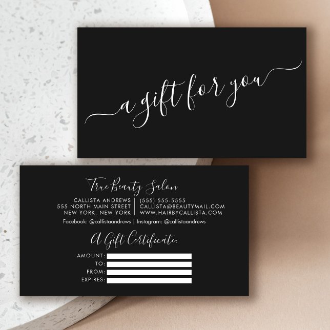 Certificat cadeau minimal en noir blanc (Créateur téléchargé)