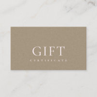 Certificat cadeau minimal pour Kraft rose pâle