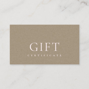 Certificat cadeau minimal pour Kraft rose pâle